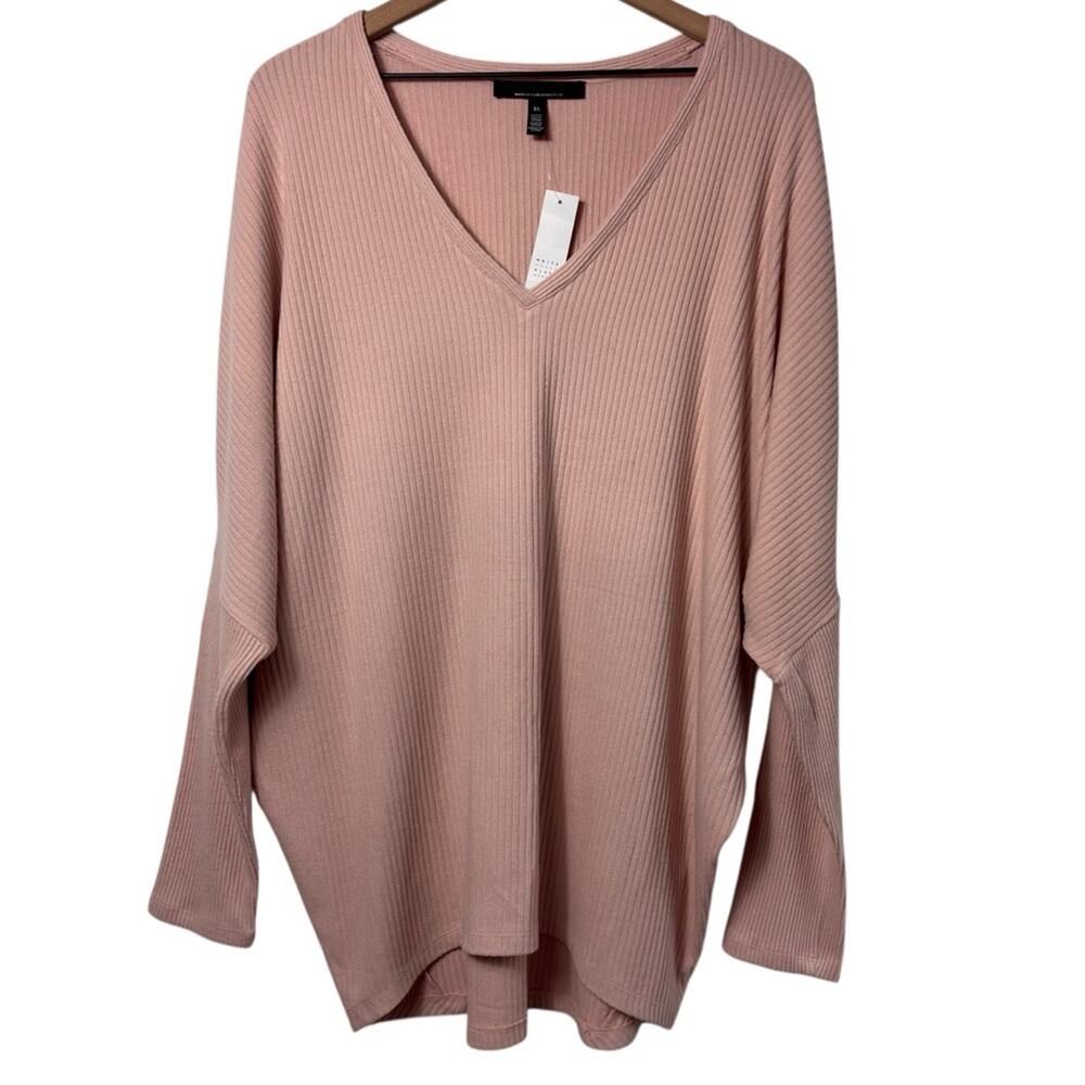 WHITE HOUSE BLACK MARKET PINK DOLMAN SLEEVE V-NECK SWEATER SIZE XL NEW